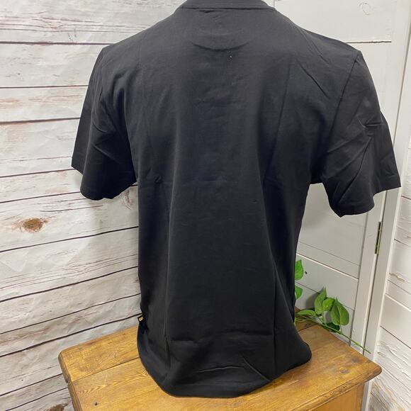 L Cat Caterpillar Heavy Dozer Machinery Equipment Logo Tee T Shirt Black Yellow - Picture 2 of 5